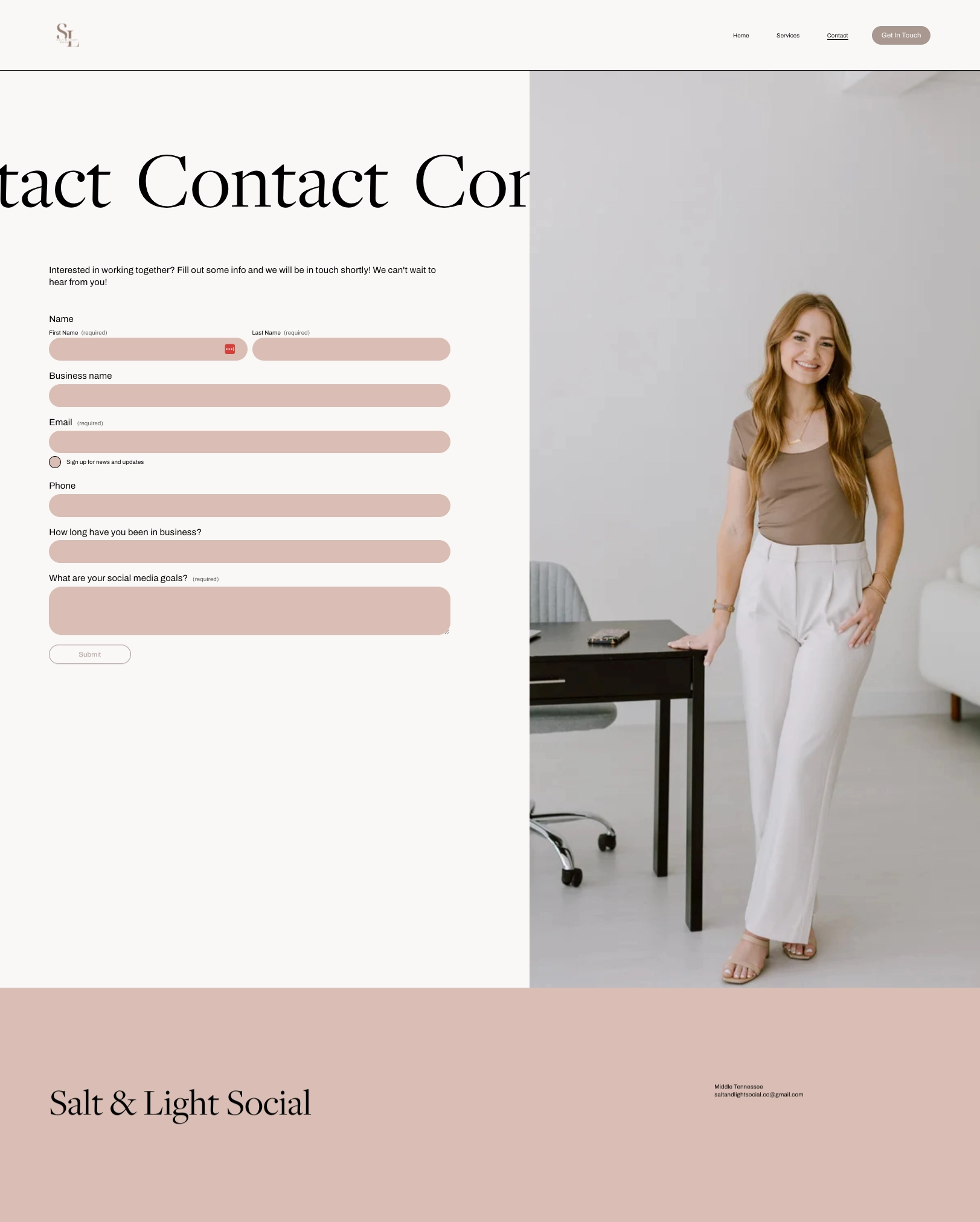 Social Story's old contact page